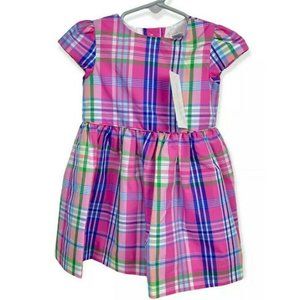 NWT Ralph Lauren Baby Girls Madras Pink Green Plaid Fancy Dress Bloomer Set 9m 9